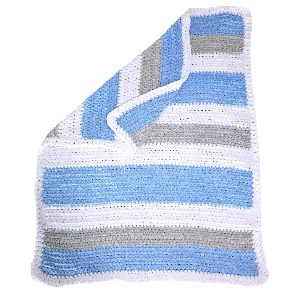 Crochet Chenille Blanket for Kids, Crochet Afghan, Children's Security Blanket‎